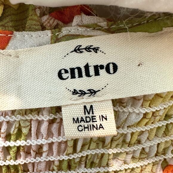 ENTRO | 70s Boho Floral Smocked Puff Sleeve Blouse Top | Medium - Picture 7 of 8